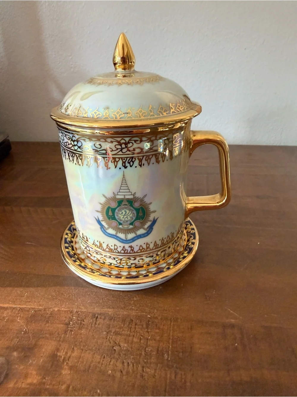 Vintage Thai King Rama IX Porcelain Mug Set with box